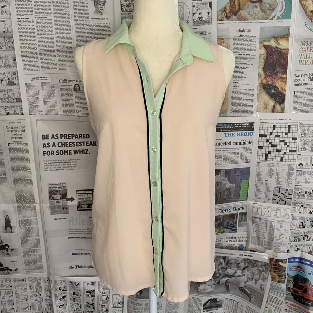 Thyme & Honey Button Down Sheer Tank